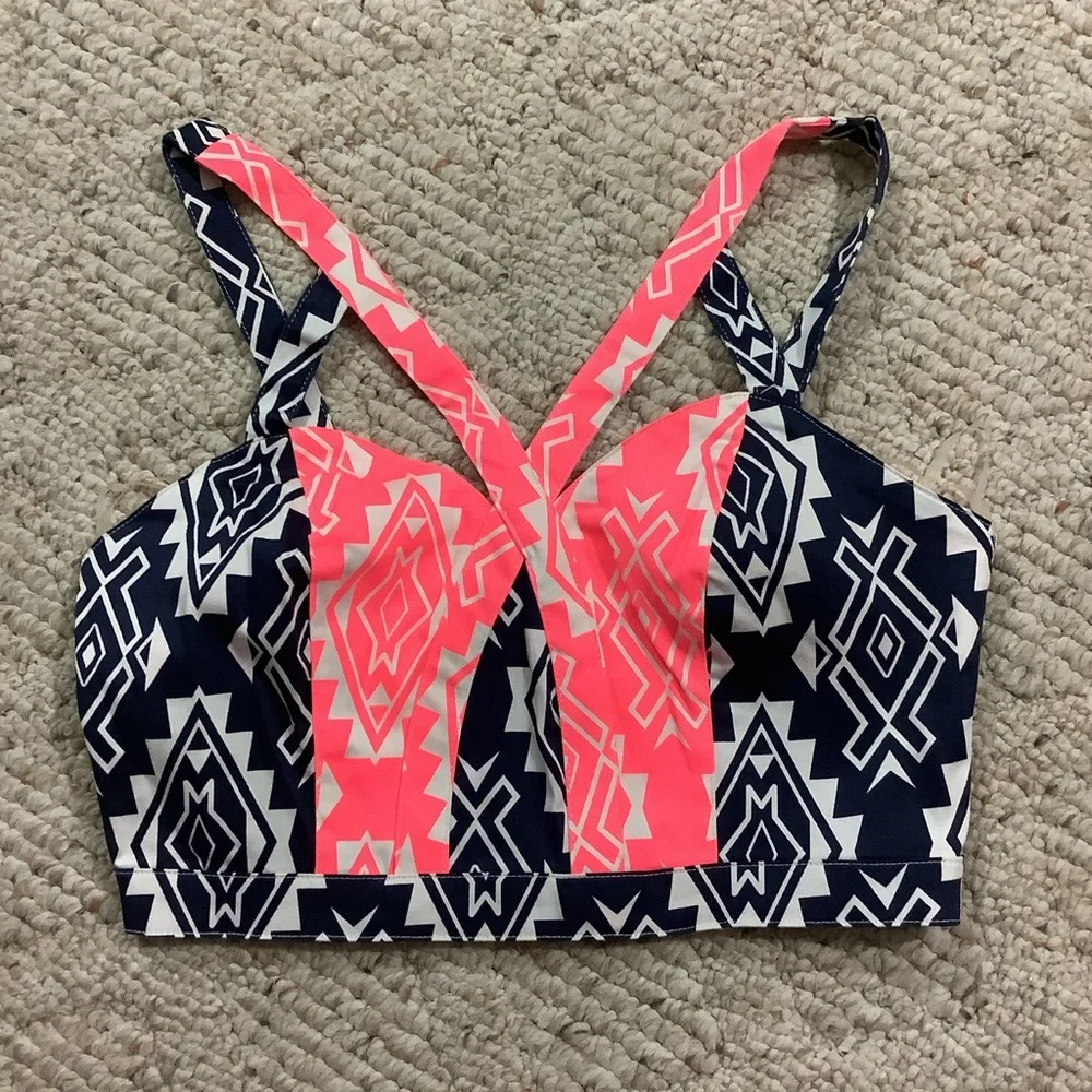 FLYING TOMATO Aztec Print Back Zip Crop Top SZ-S - Picture 5 of 11
